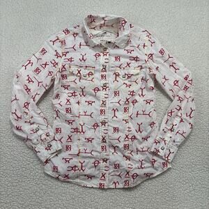 Barn Fly Trading Womens S Pearl Snap Western Shirt All Over Print Branding AOP